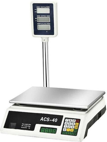 Newest Electronic Retail Scale with Column with Weighing Capacity of 40kg and Division 5gr