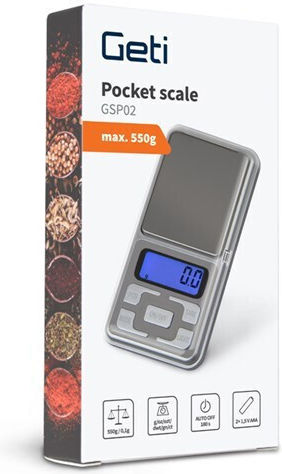 Geti Elektronisch Präzisionswaage mit einer Wiegekapazität von 0.55kg und einer Unterteilung von 0.01gr