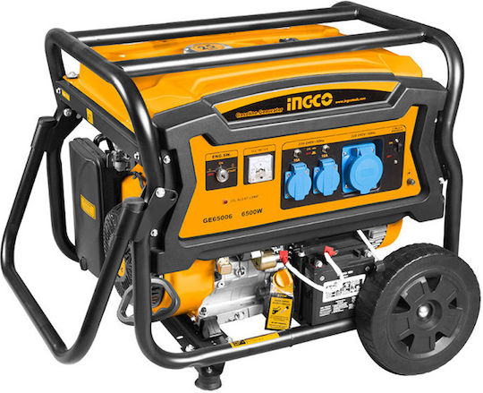Ingco Generator Benzină (în patru timpi) Patru timpi cu Autostart, Roți și Putere Maximă 6.5kVA