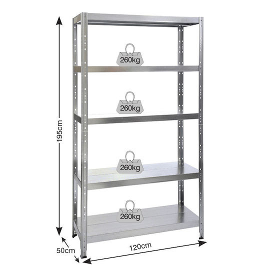 Bulle Dexion Galvanized Rack 120x50x200cm With 5 Shelves Total Load Capacity 1300kg
