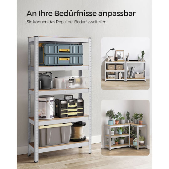 Songmics Ραφιέρα Dexion 75x30x150εκ. με 5 Ράφια Συνολικής Αντοχής 650kg