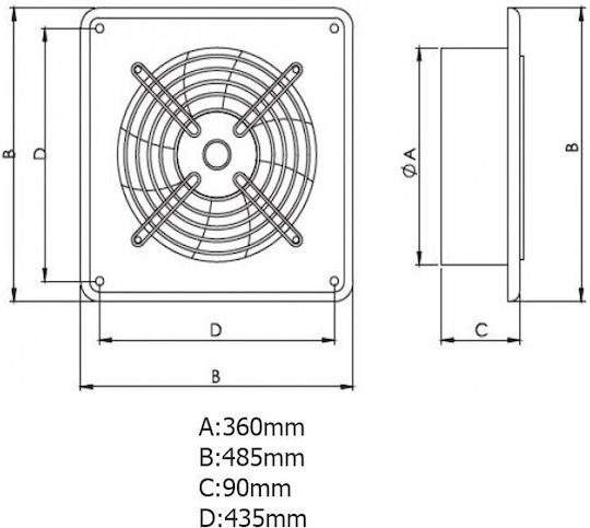 AirRoxy Αξονικός Εξαεριστήρας Arok Διαμέτρου 350mm