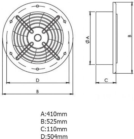 AirRoxy Axial Industrieventilator Aros Durchmesser 400mm