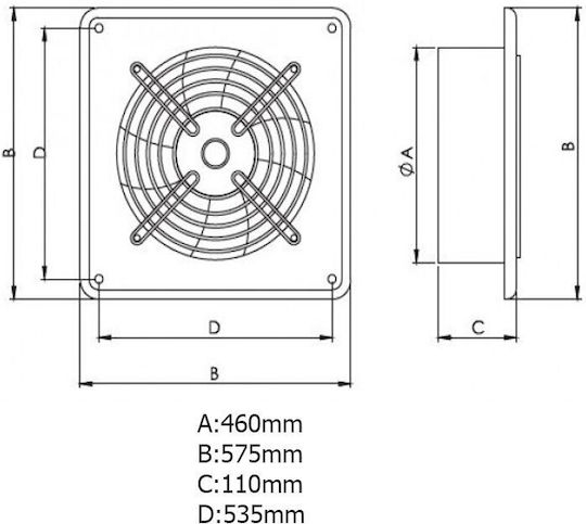 AirRoxy Axial Ventilator industrial Arok Diametru 450mm