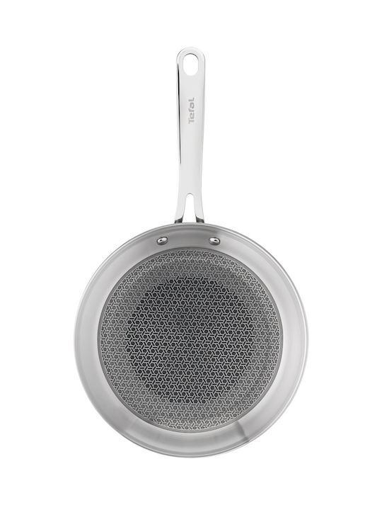 Tefal Eternal Mesh Τηγάνι από Ανοξείδωτο Ατσάλι Με Καπάκι με Κεραμική Επίστρωση 24cm