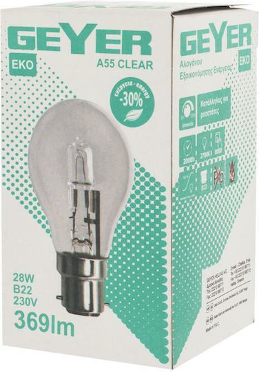 Geyer Halogenlampe für Fassung B22 mit Leistung 28W 230V