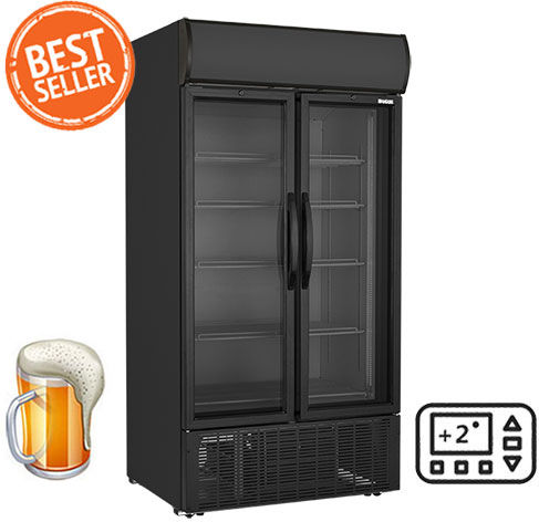 Lappas LP-1000 Kühlschrank Bier 1000Es Doppeltürig H200xB89xT79.2cm Schwarz