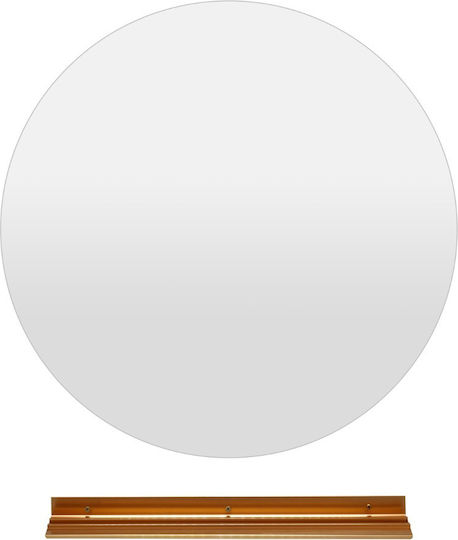 Costway Round Bathroom Mirror Led made of Metal with Shelf 51x51cm White