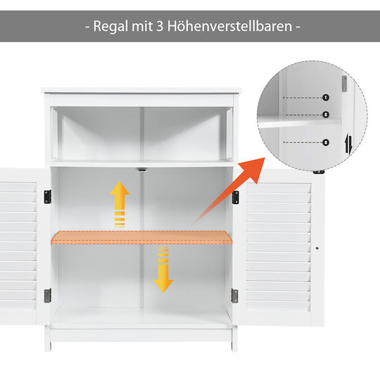 Costway Badezimmerschrank B60xT30.5xH80cm Weiß