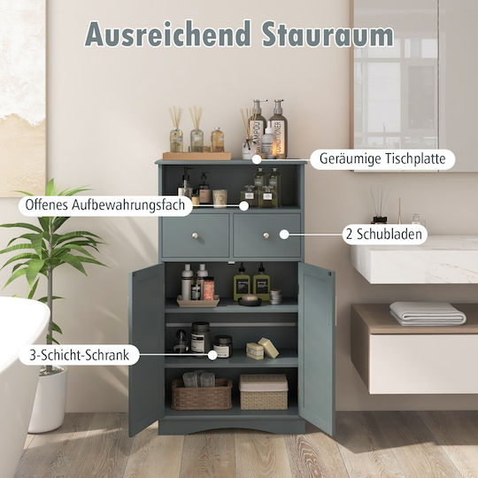Costway Cabinet de baie L60xA30xÎ108cm Gri