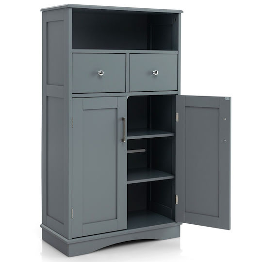 Costway Cabinet de baie L60xA30xÎ108cm Gri