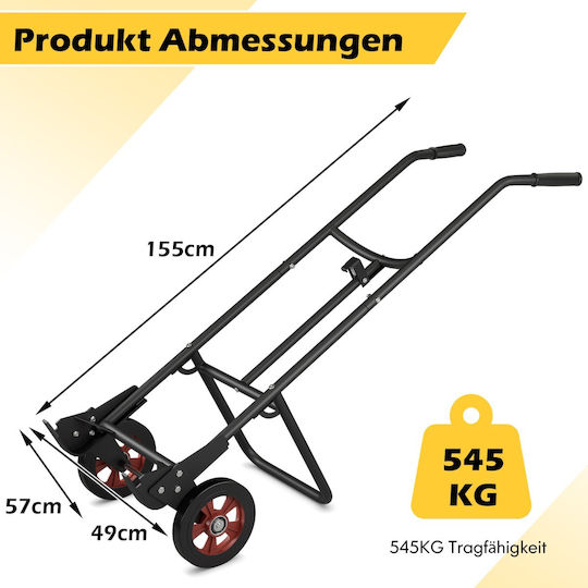 Costway Καρότσι Μεταφοράς για Φορτίο Βάρους έως 545kg σε Μαύρο Χρώμα