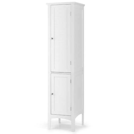 Costway Dulap Coloană Pentru Baie Pardoseală M37xB37xY160cm Alb