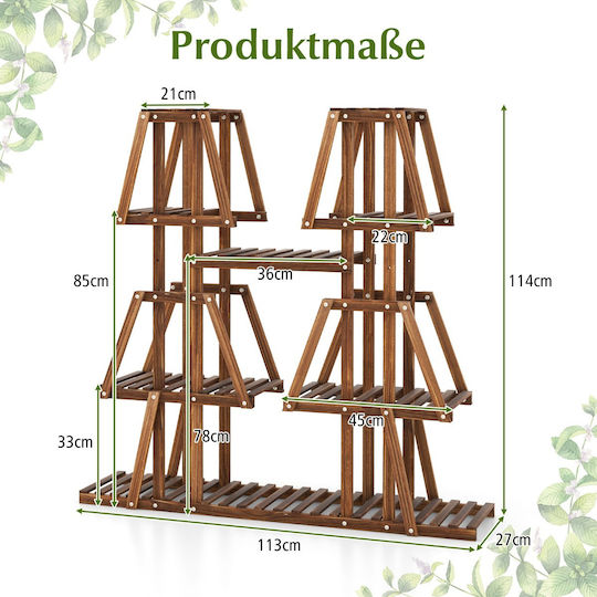 Costway Pot Rack Wooden Brown 113cmx27cmx114cmcm.