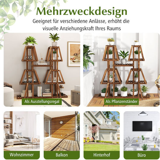 Costway Pot Rack Wooden Brown 113cmx27cmx114cmcm.