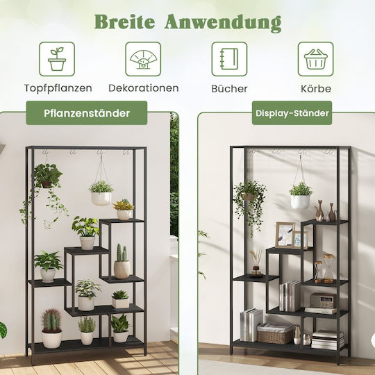 Costway Hanging Pot Stand Metal Black 100cmx30cmx180cmcm.