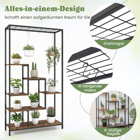 Costway Hanging Pot Stand Metal Black 100cmx30cmx180cmcm.