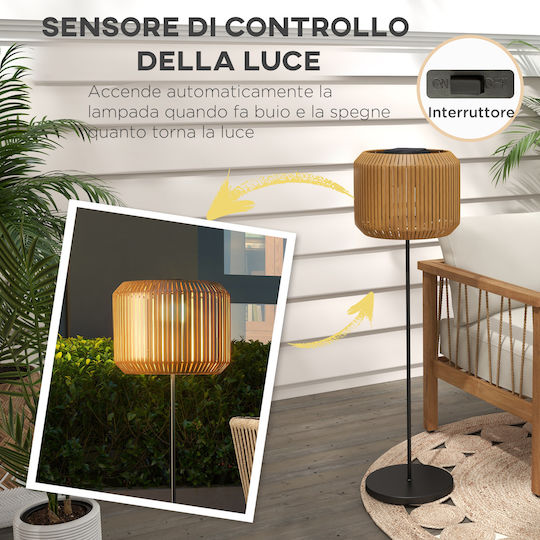 Outsunny Ηλιακό Φωτιστικό Δαπέδου 15lm Θερμό Λευκό με Φωτοκύτταρο IP44
