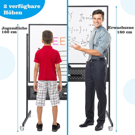 Costway Μαγνητικός Πίνακας Μαρκαδόρου Σεμιναρίου Τροχήλατος 120x90cm