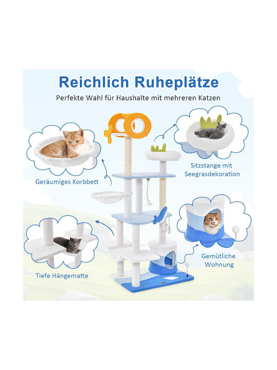 Costway Scratching Post Cat Trees Blue 31x31x168cm