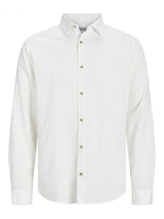 Long-sleeved Linen Shirt White
