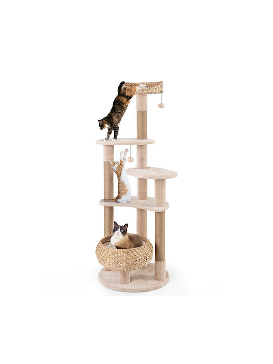 Costway Kratzbaum Katzenbäume Beige 6 Ebenen 58x58x164cm