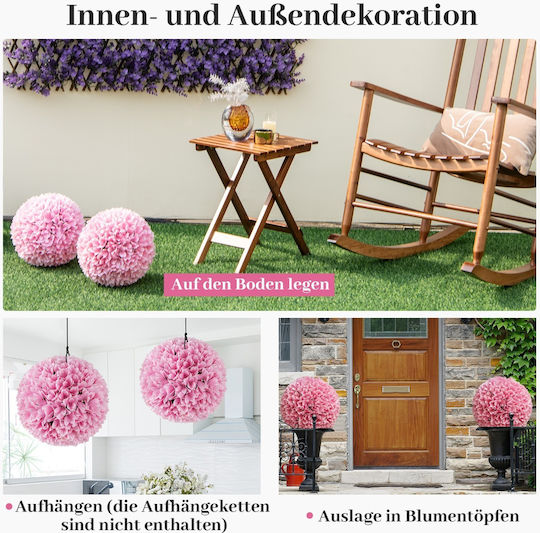 Costway Set aus 2 künstlichen Buchsbaumkugeln Hochwertiges PE-Material Hz10273-pi Costway Set aus 2 künstlichen Buchsbaumkugeln Hochwertiges PE-Material Hz10273-pi