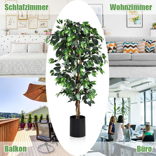 Costway Künstlicher Ficusbaum 180 cm 1008 Blätter Realistisches Design Hw65359 Costway Künstlicher Ficusbaum 180 cm 1008 Blätter Realistisches Design Hw65359