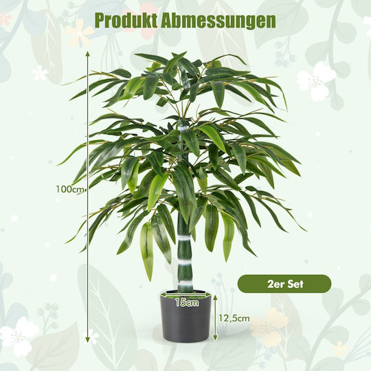 Costway Artificial Bamboo Plant Pot Realistic Appearance Durability Hz10280gn-2