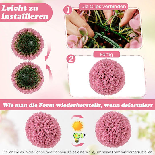 Costway Artificial Topiary Balls for Outdoor Indoor Spaces Durable Pe Material Set of 2 Pieces Pink Purple Shade Hz10269