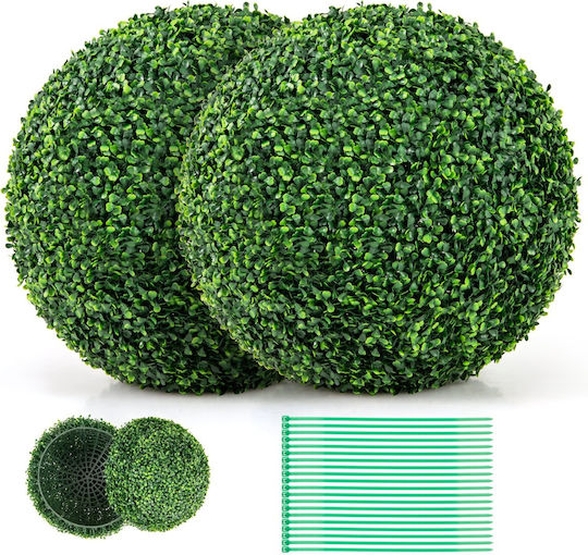 Costway Set of 2 High-Quality PE Artificial Boxwood Spheres for Indoor Outdoor Decoration Hz10288-m