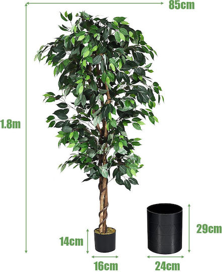 Costway Artificial Ficus Tree 180cm 1008 Leaves Realistic Design Hw65359