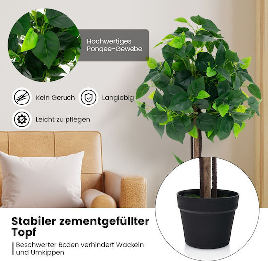 Costway Artificial Potted Plant Realistic Leaves Wooden Trunk Ideal for Indoor Decoration Hz10236
