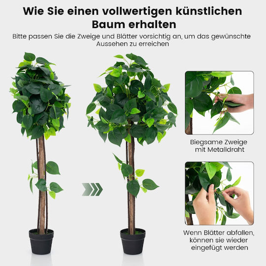 Costway Artificial Potted Plant Realistic Leaves Wooden Trunk Ideal for Indoor Decoration Hz10236