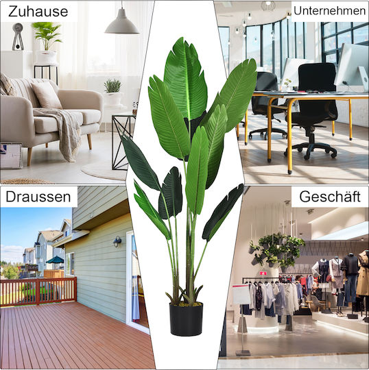 Costway Plantă Artificială Plantă Verde Artificială 160 cm Palmier Tropical Artificial Monstera Plantă Șarpe Hz10194