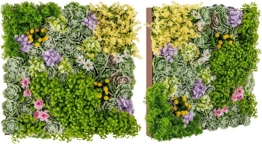 Costway Σετ 2 Τεμαχίων Κρεμαστών 3d Τεχνητών Φυτών Τοίχου Πυξάρι Εσωτερική Εξωτερική Διακόσμηση Hz10260