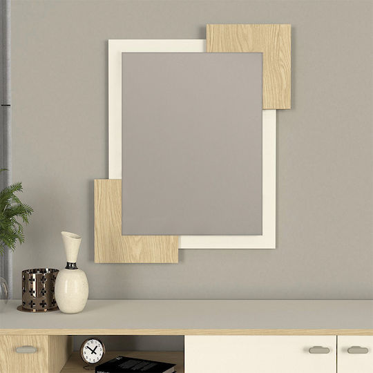 Megapap Oglindă de Perete cu Bej Ramă din Lemn 85x65cm 1buc