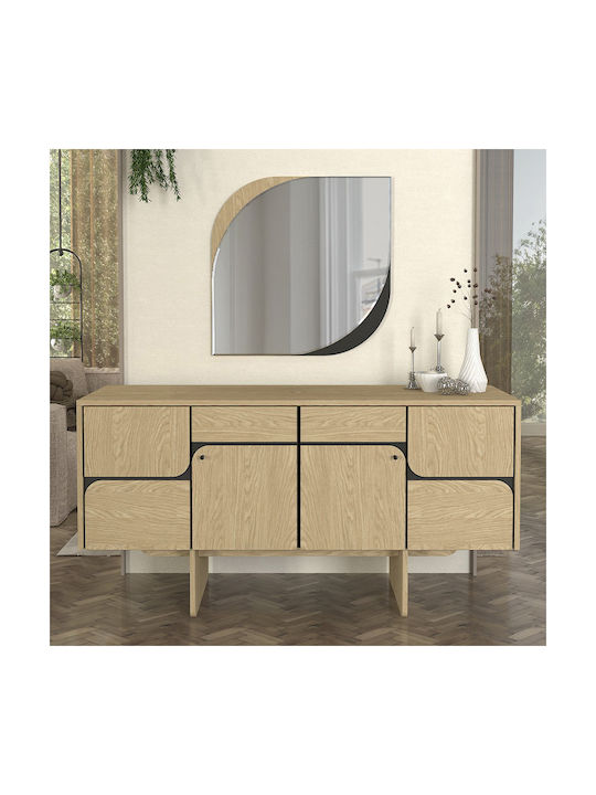 Megapap Lava Wall Mirror with Gray Wooden Frame 70x70cm 1pcs