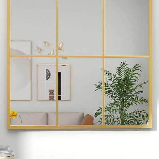 HomCom Oglindă de Perete cu Auriu Ramă din Metalic 91x60cm 1buc