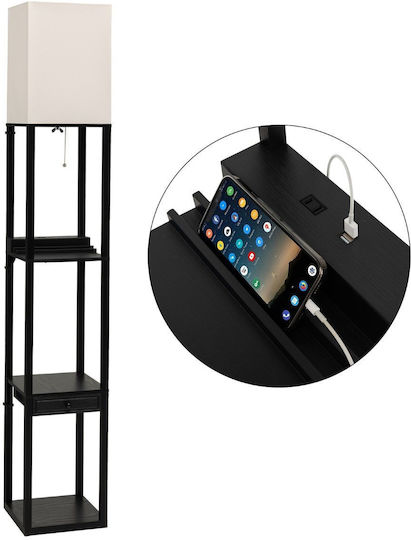 Costway Floor Lamp H159.5xW26cm. with Socket for Bulb E27 Black