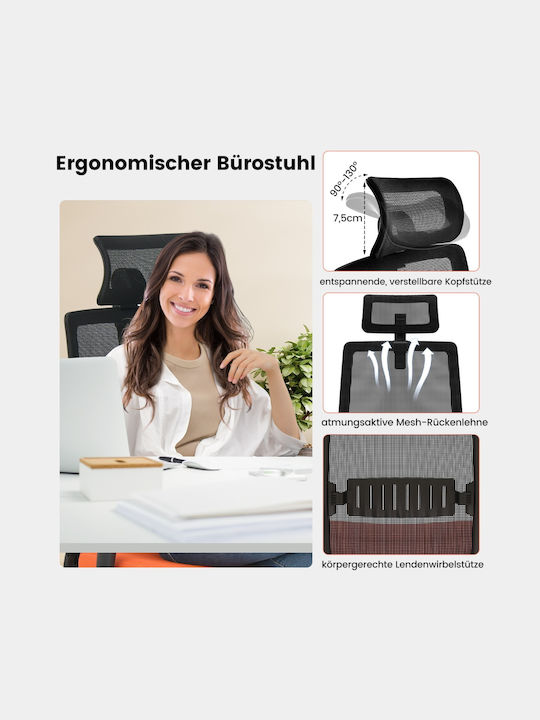 Office Chair with Adjustable Arms Orange Costway