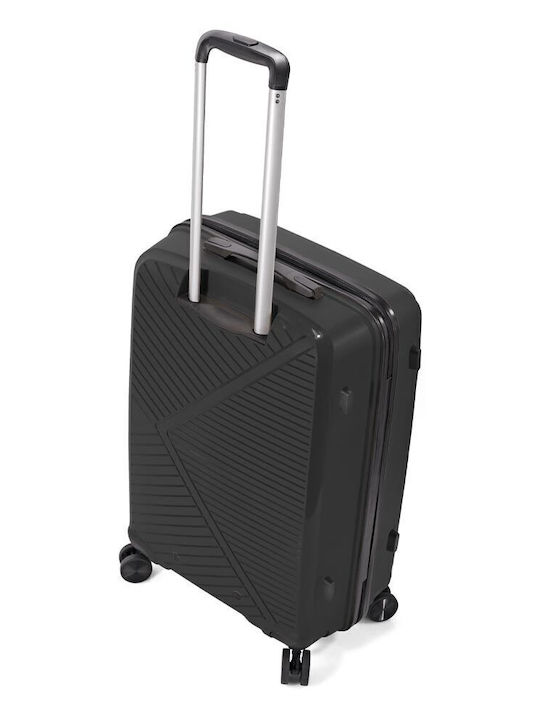 Benzi Medium Hard Black Suitcase With 4 Wheels Height 67cm