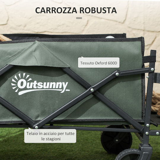 Foldable Garden Cart Metallic Four-wheel 72lt 114x46x65cm.