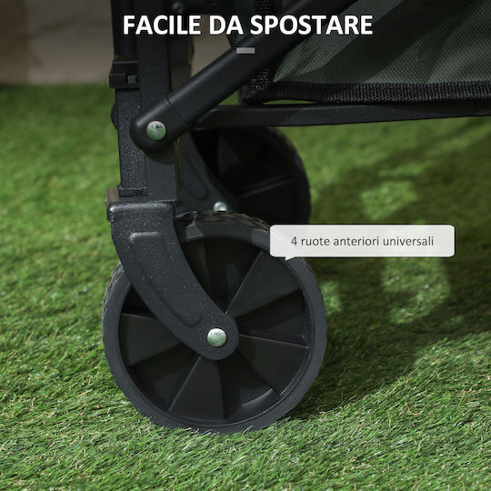 Foldable Garden Cart Metallic Four-wheel 72lt 114x46x65cm.