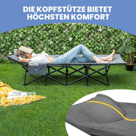 Costway Foldable Metallic Beach Sunbed Gray with Pillow