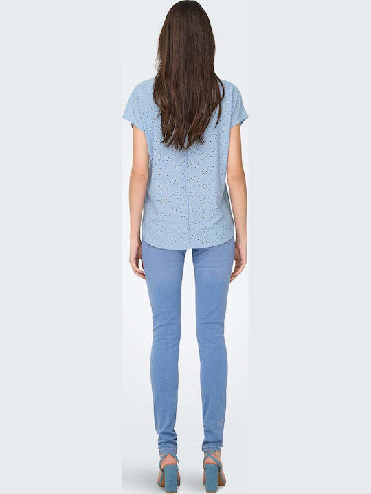 Life Women's Blouse Short Sleeve Light Blue