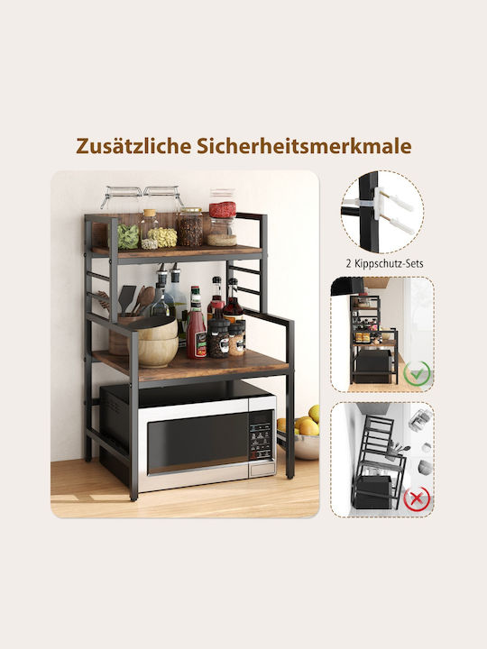 Costway Metallic Kitchen Rack 3 Tiers Brown 52x42x78cm