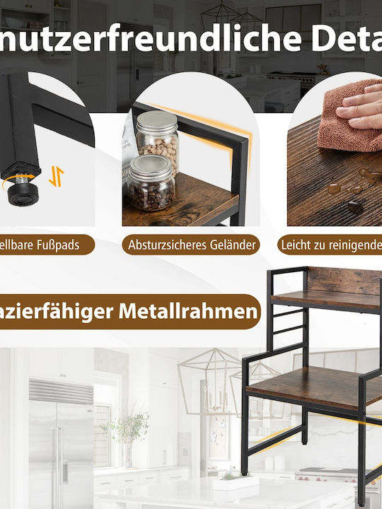 Costway Metallic Kitchen Rack 3 Tiers Brown 52x42x78cm
