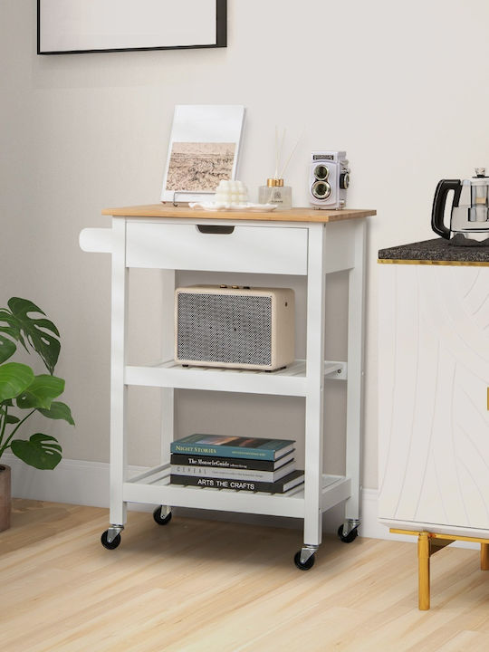 Costway Kitchen Trolley Wooden White