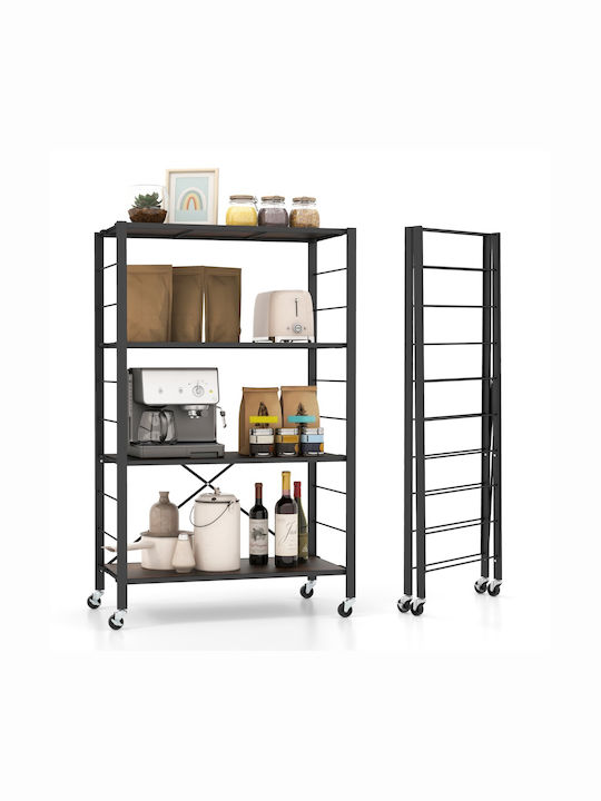 Costway Τρόλεϊ Κουζίνας Πλαστικό Μαύρο 76x36x122cm